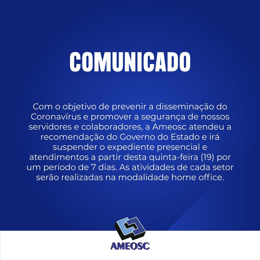 You are currently viewing Ameosc suspende atendimentos e adota home office em prevenção ao Coronavírus